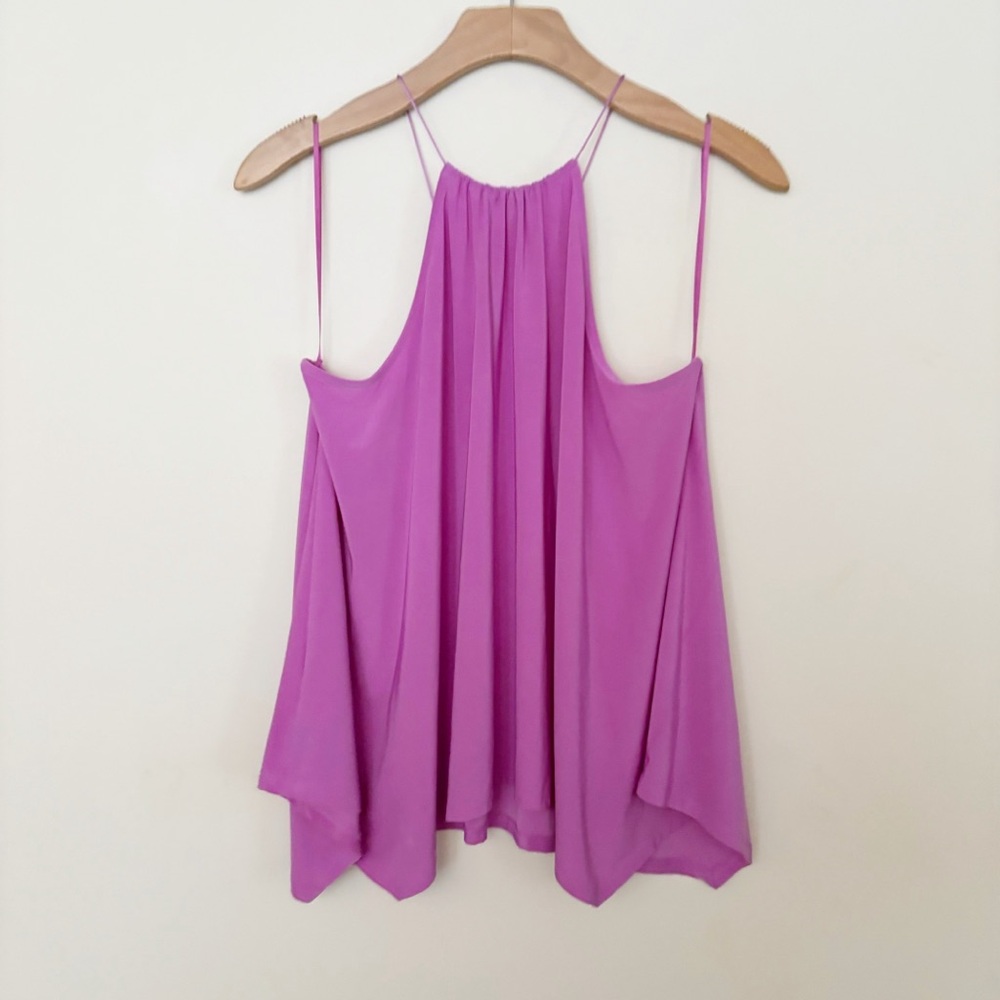Express High-Neck Trapeze Camisole Top Womens Size‎ Medium Vibrant Purple Halter - Picture 5 of 6